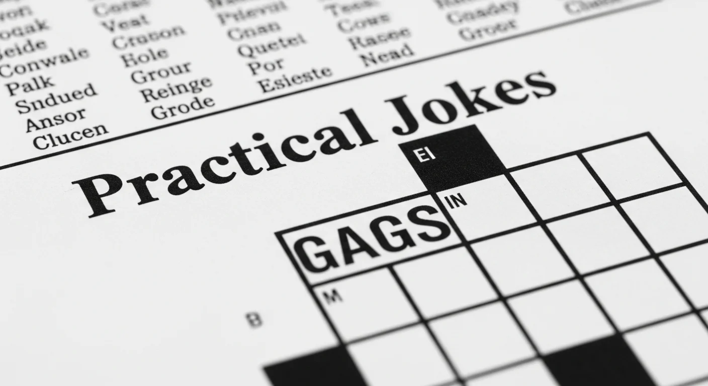 practical jokes crossword clue