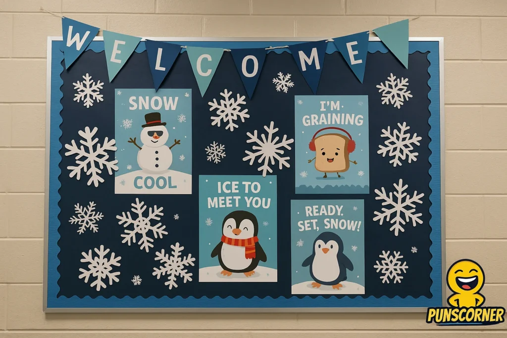 winter bulletin board puns